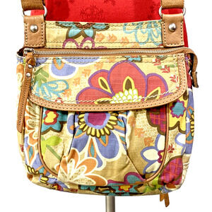 Vintage Fossil Crossbody Bag Boho Style Purse Canvas Multicolor Adjustable Strap